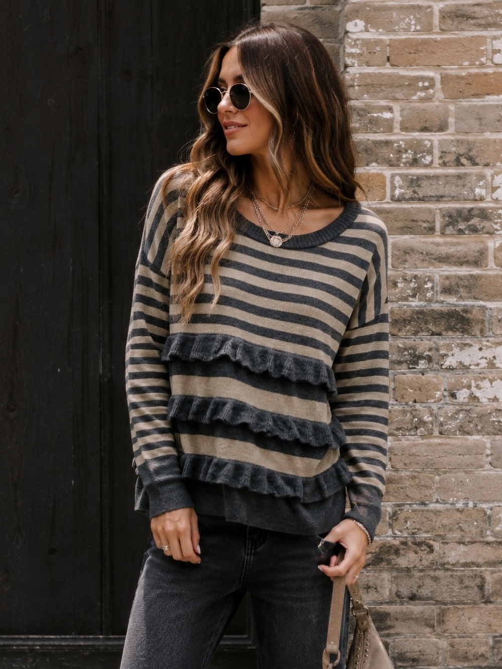 KENSIE Oversized Ruffle Tiered Sweater NWT